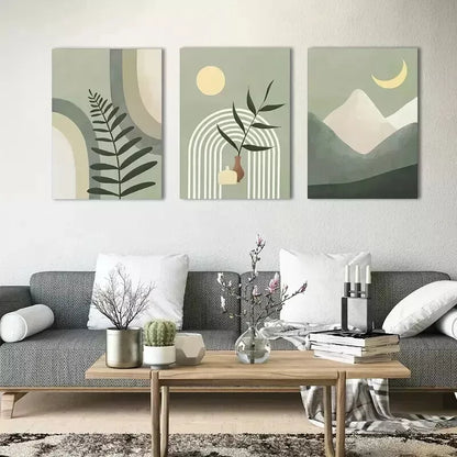 3pcs Bohemian Art Deco Minimalist Wall Art Set Canvas Framed 50x70cm - High Quality Print 100% Australian Made Wall Canvas Ready to Hang