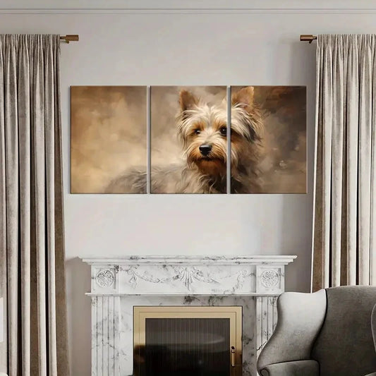 3pcs Abstract Animal Art Dog Artistic Yorkshire Metal Print Ready to Hang Art