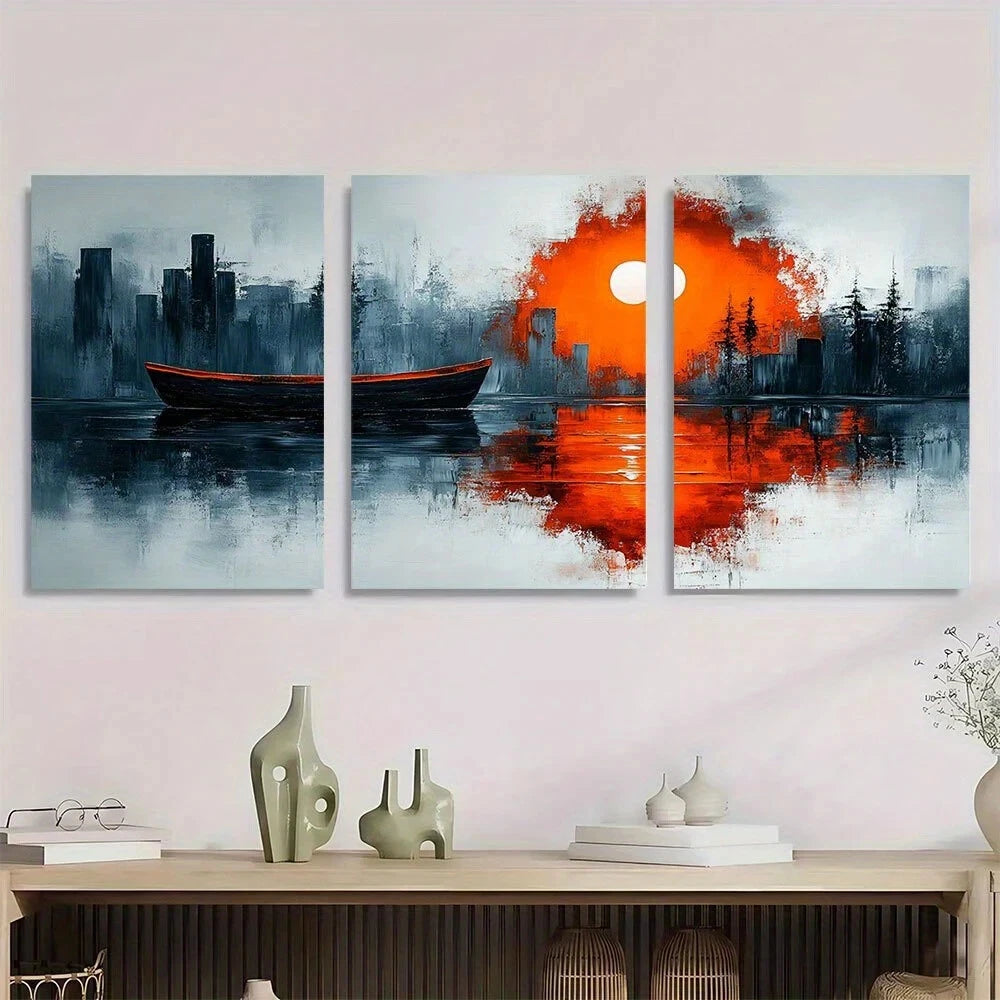 3pcs Abstract Oil Painting Vivid Colors Metal Print Ready to Hang Art