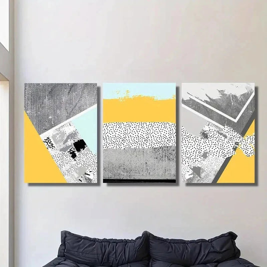 3pcs Classic Abstract Geometric Shapes Metal Print Ready to Hang Art