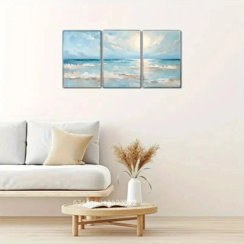 3pcs Spring & Winter Oil Painting Style Metal Print Ready to Hang Art