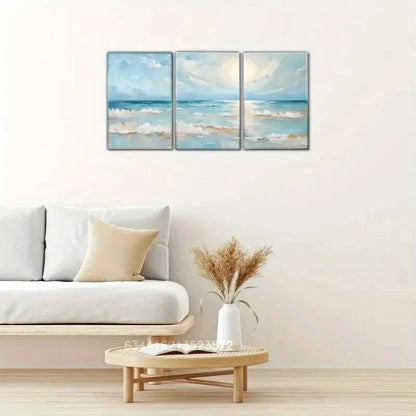 3pcs Spring & Winter Oil Painting Style Metal Print Ready to Hang Art