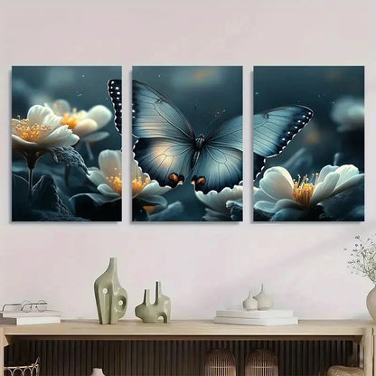 3pcs Grey Butterfly Dreams Faith Gallery Metal Print Ready to Hang Art