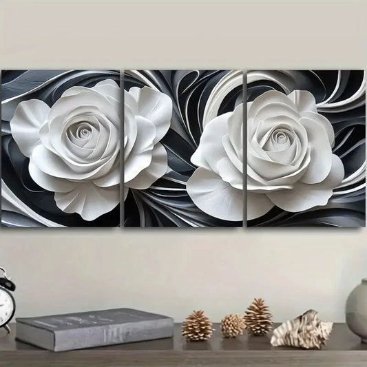 3pcs Wall Art Painting two Visual Roses Metal Print Ready to Hang Art