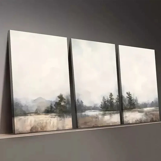 3pcs Vintage Style Abstract Nature Stunning Grey  Wall Art Set Canvas Framed 50x70cm - High Quality Print 100% Australian Made Wall Canvas Ready to Hang - Bella Home Decor