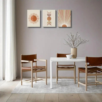 3pcs Mid Century Moon Phase Abstract Perfect Wall Art Set Canvas Framed 40x60cm - High Quality Print 100% Australian Made Wall Canvas Ready to Hang