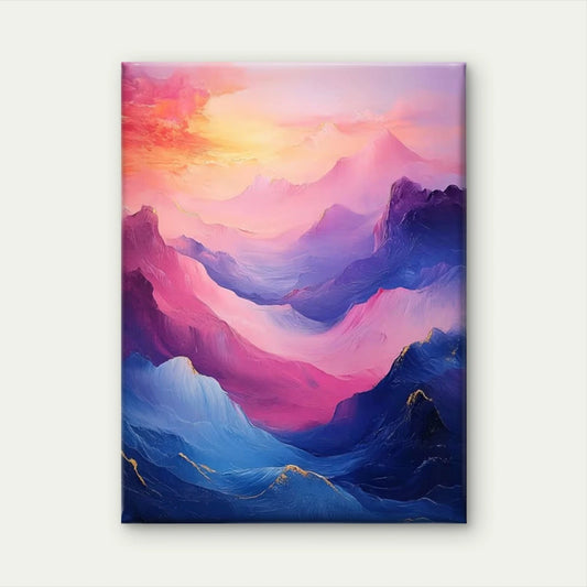 Abstract Soft Blue & Pink Fluid Wave Metal Print Ready to Hang