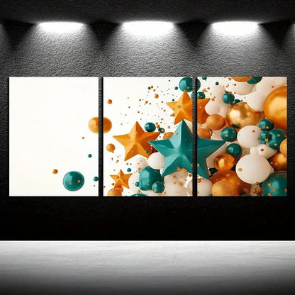 3pcs Vibrant Decorative Balloon Design Metal Print Ready to Hang Art