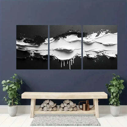 3pcs Minimalist Black and White Abstract Art Metal Print Ready to Hang Art