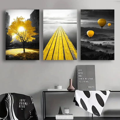 3pcs Feathery Black And White Contrasting Scene Metal Print Ready to Hang Art