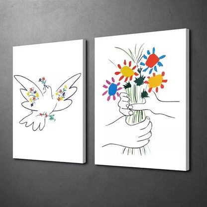 2pcs Abstract Line Art Of Peace Canvas Framed 50x75cm - High Quality Print 100% Australian Made Wall Canvas Ready to Hang