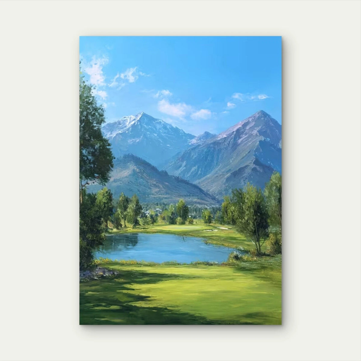 Mountain with Snow-Capped Peaks Metal Print Ready to Hang