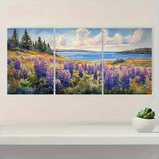 3pcs Watercolor Maine Coastal Landscape Seascape Metal Print Ready to Hang Art