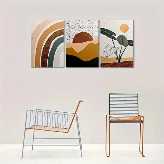 3pcs Abstract Geometric Patterns Metal Print Ready to Hang Art