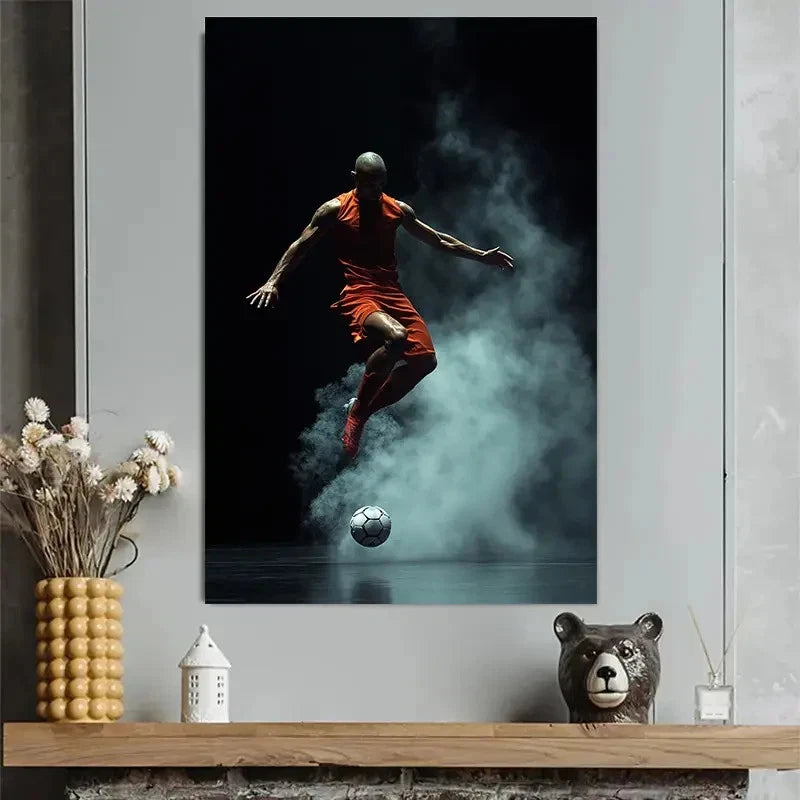 Football Player Abstract Dynamic Sports Art 40x60cm Metal Print Ready to Hang