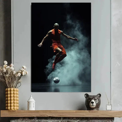 Football Player Abstract Dynamic Sports Art 40x60cm Metal Print Ready to Hang