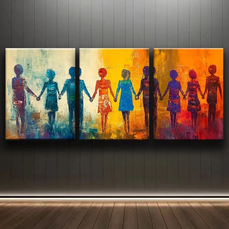 3pcs Colorful Abstract Figure Painting Metal Print Ready to Hang Art