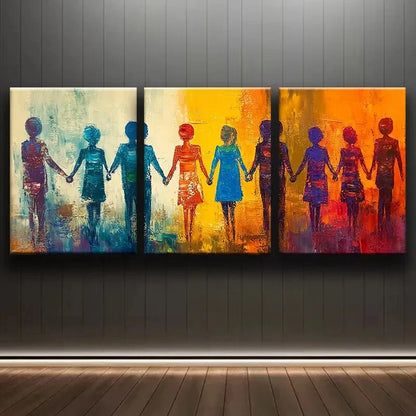 3pcs Colorful Abstract Figure Painting Metal Print Ready to Hang Art