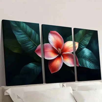 3pcs Pink Plumeria Flower Tropical Art OI Wall Art Set Canvas Unframed - High Quality Print 100% Australian Made Wall Canvas