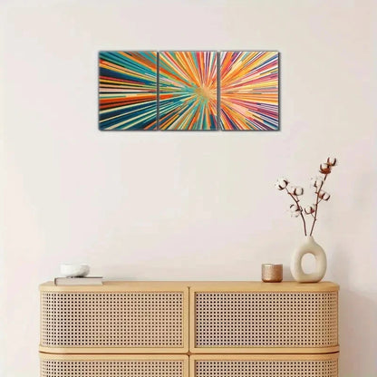 3pcs Vibrant Abstract Canvas Art Prints Metal Print Ready to Hang Art