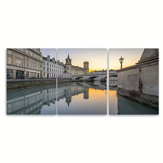 3pcs Somerset UK Cityscape Metal Print Ready to Hang Art