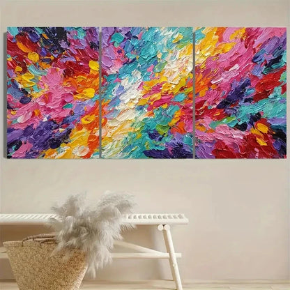 3pcs Colorful Impasto Vibrant Modern Art Wall Art Set Canvas Framed 50x70cm - High Quality Print 100% Australian Made Wall Canvas Ready to Hang