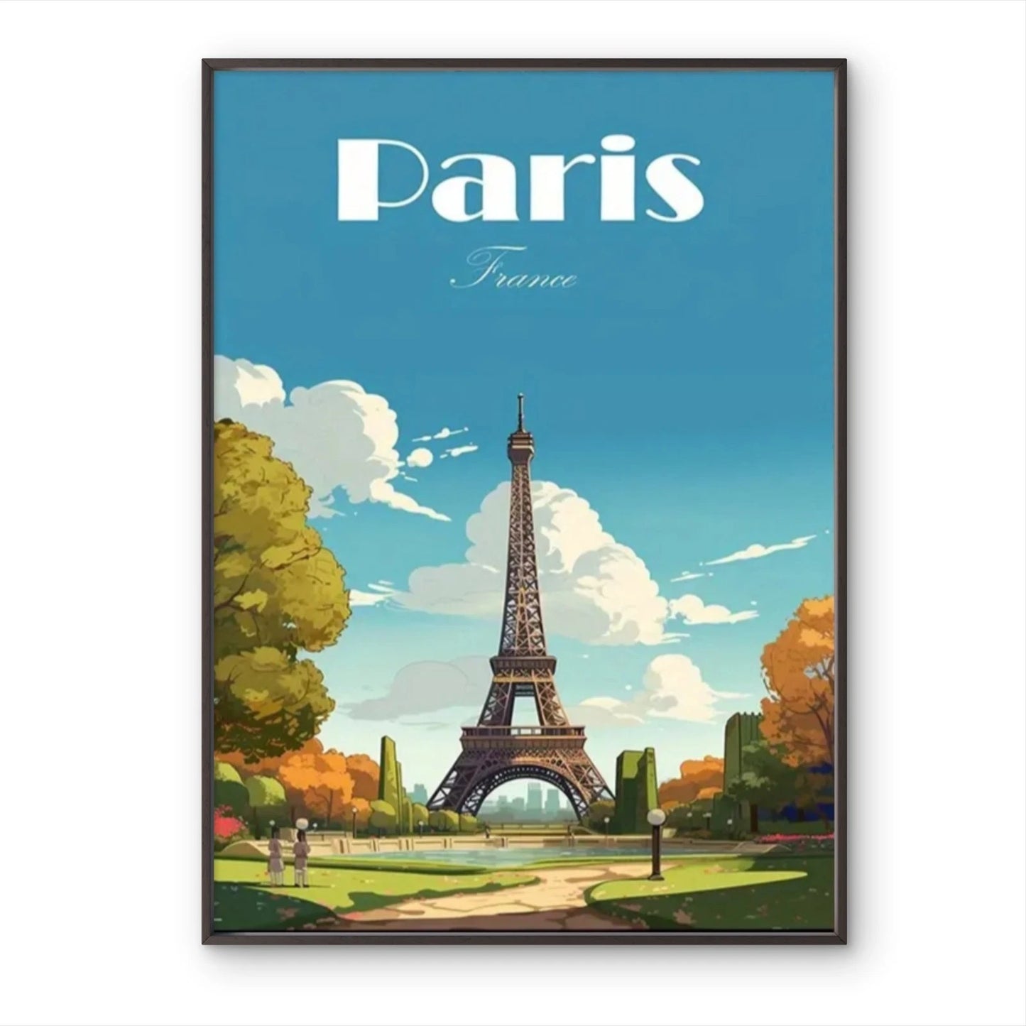 Paris Eiffel Tower Vibrant Cityscape Travel Poster Print Wall Art