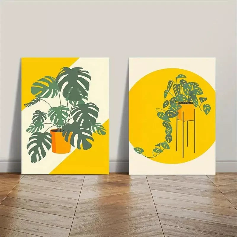 2pcs Painting, Minimalism, Bohemian Style, Vector Art Canvas Framed 50x75cm - High Quality Print 100% Australian Made Wall Canvas Ready to Hang