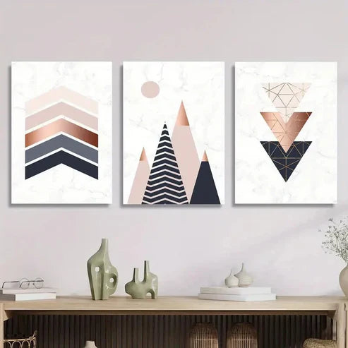 3pcs Abstract Geometric Wall Art Set Canvas Unframed - High Quality Print 100% Australian Made Wall Canvas
