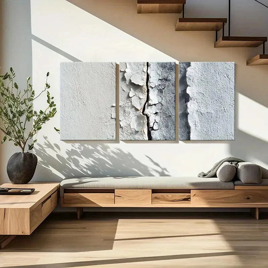 3pcs Urban Decay Cracked Surface Design Industrial Metal Print Ready to Hang Art
