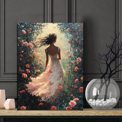 Enchanted Rose Garden Princess Painting 40x60cm Metal Print Ready to Hang