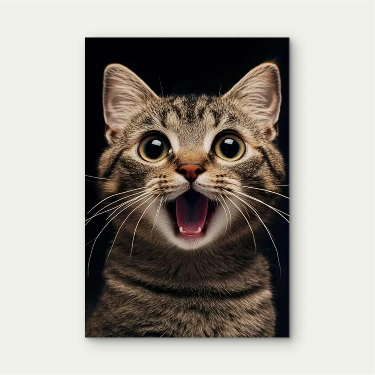 Vibrant Surprised Tabby Cat 60x90cm Metal Print Ready to Hang