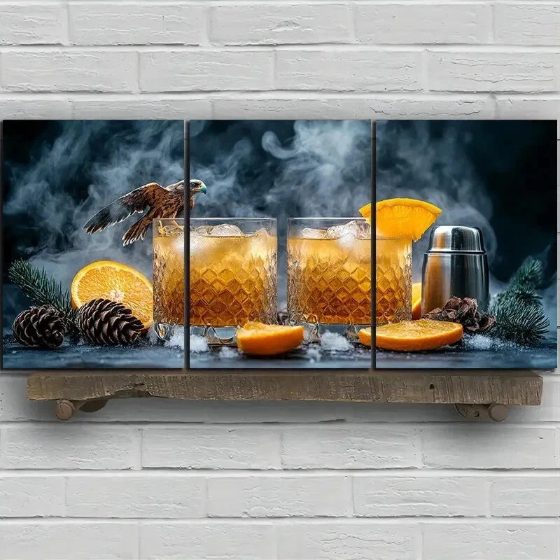 3pcs Pinecone and Orange Juice Wall Art Set Canvas Framed 50x70cm – High Quality Print 100% Australian Made Wall Canvas Ready to Hang - Bella Home Decor