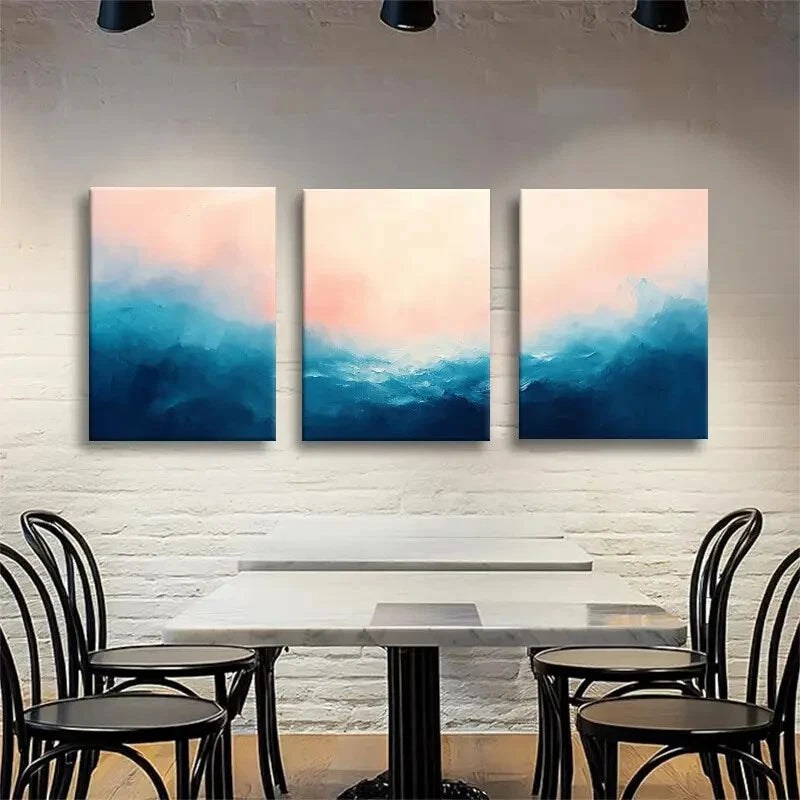 3pcs Oceanic Tones and Pastel Sky Metal Print Ready to Hang Art