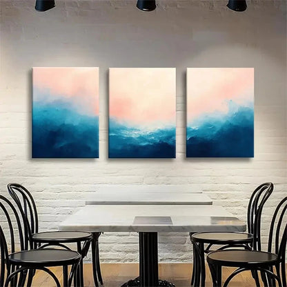3pcs Oceanic Tones and Pastel Sky Metal Print Ready to Hang Art