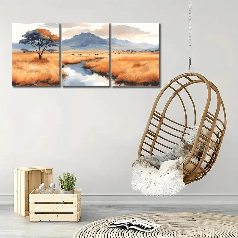 3pcs Serengetti National Park Metal Print Ready to Hang Art