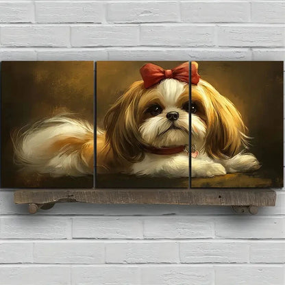 3pcs A Cutest Dog Wearing a Bow Tie Metal Print Ready to Hang Art