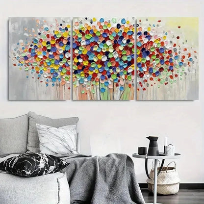 3pcs Colorful Palette Knife Flower Tree Wall Art Set Canvas Framed 40x60cm - High Quality Print 100% Australian Made Wall Canvas Ready to Hang