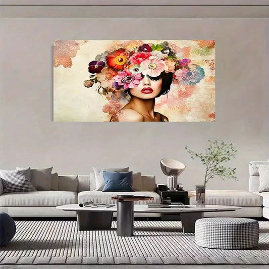 Modern Minimalist Floral Wall Art Canvas Office Home Room Framed 120x60cm