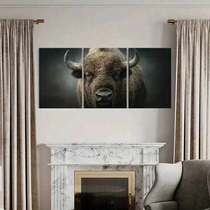 3pcs Bison Wildlife Art Rustic Forest Animal Metal Print Ready to Hang Art