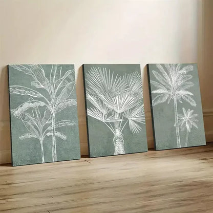 3pcs Tropical Palm & Banana Leaves  Wall Art Set Canvas Unframed - High Quality Print 100% Australian Made Wall Canvas