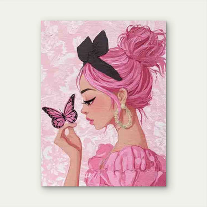 Pink Girly Butterfly Coquette Aesthetic 60x90cm Metal Print Ready to Hang