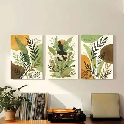 3pcs Water Color Plant Abstract Boho Wall Art Canvas Framed 40x60cm - High Quality Print 100% Australian Made Wall Canvas Ready to Hang