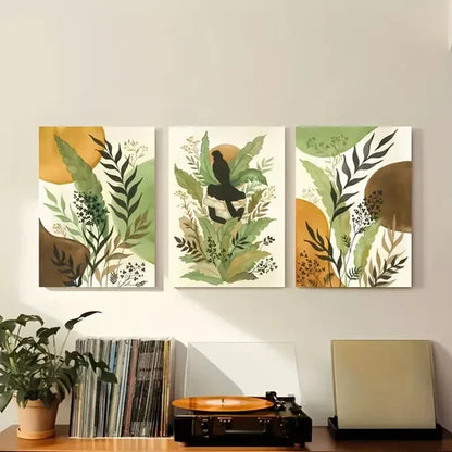 3pcs Water Color Plant Abstract Boho Wall Art Set Canvas Unframed - High Quality Print 100% Australian Made Wall Canvas