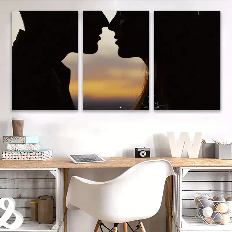 3pcs Featuring Man and Woman, Sunset Design Wall Art Set Canvas Framed 50x70cm - High Quality Print 100% Australian Made Wall Canvas Ready to Hang