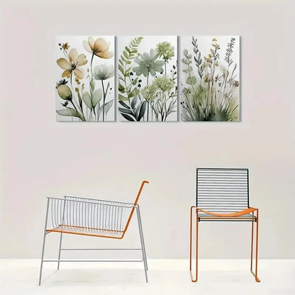 3pcs Abstract Floral Painting Botanical Wall Art Set Canvas Framed 40x60cm - High Quality Print 100% Australian Made Wall Canvas Ready to Hang