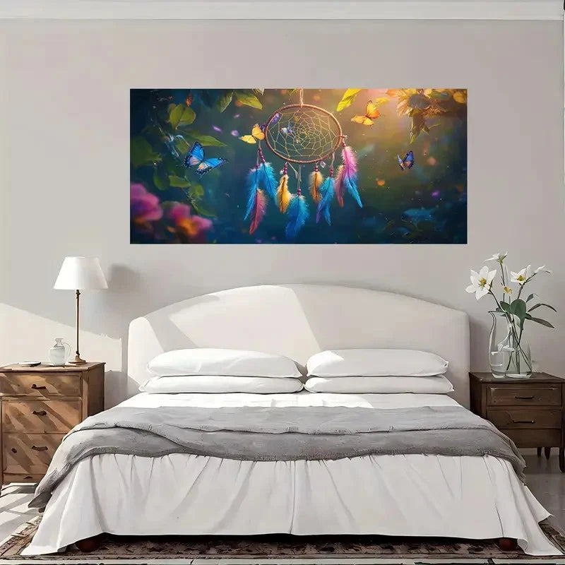 Vibrant Purple Butterfly Garden Wall Art Canvas Office Home Room Framed 120x60cm