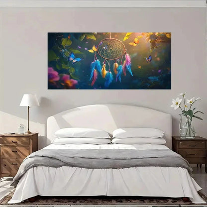 Vibrant Purple Butterfly Garden Wall Art Canvas Office Home Room Framed 120x60cm