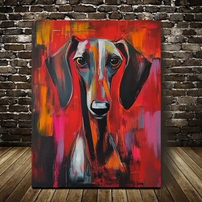 Beautiful Contemporary Dog Abstract Dachshund Painting 40x60cm Metal Print Ready to Hang