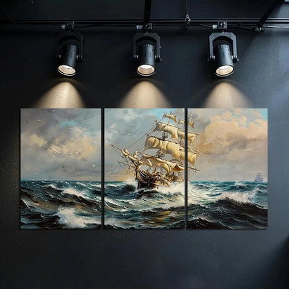 3pcs Nautical Ocean Storm Seascape Metal Print Ready to Hang Art